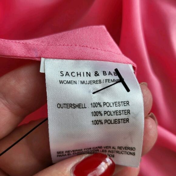 Sachin & BabiVera floral-print chiffon gownPink Red Floral Naxi Dress Sz 0 XS - Picture 14 of 16